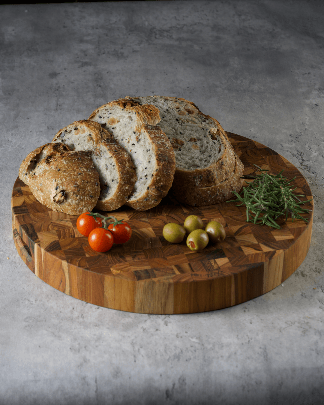 Hale teak cutting board in kitchen setting